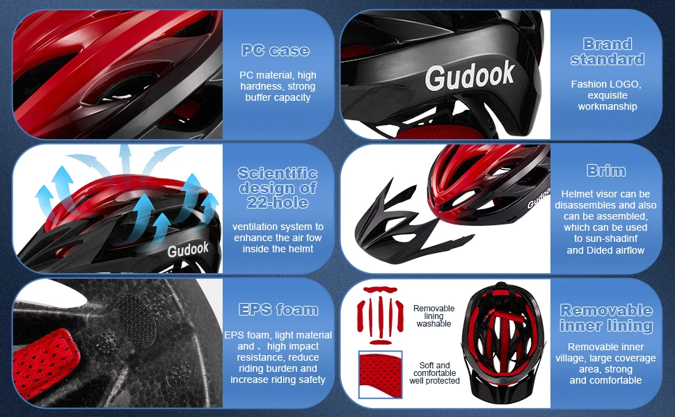 Fahrradhelm, Fahrradhelm für Erwachsene, Männer und Frauen, Mountainbike-Rennradhelme mit Zifferblatt-Passform, abnehmbarem Visier – Detail 3