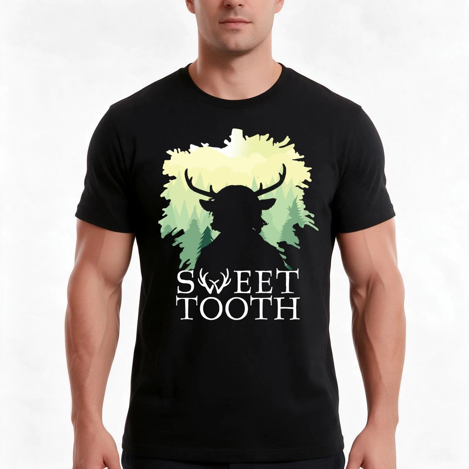 Sweet Tooth Silhouette T-Shirt, Summer Casual Cotton Tee, Oversized Streetwear Tops, Vintage Graphic Print, Unisex Men Women
