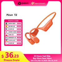 Picun T2 Bone Conduction Earphone IPX8 32GB Bluetooth 5.4 Wireless Headset Hands-free with Mic Waterproof Earbud for Swim Riding