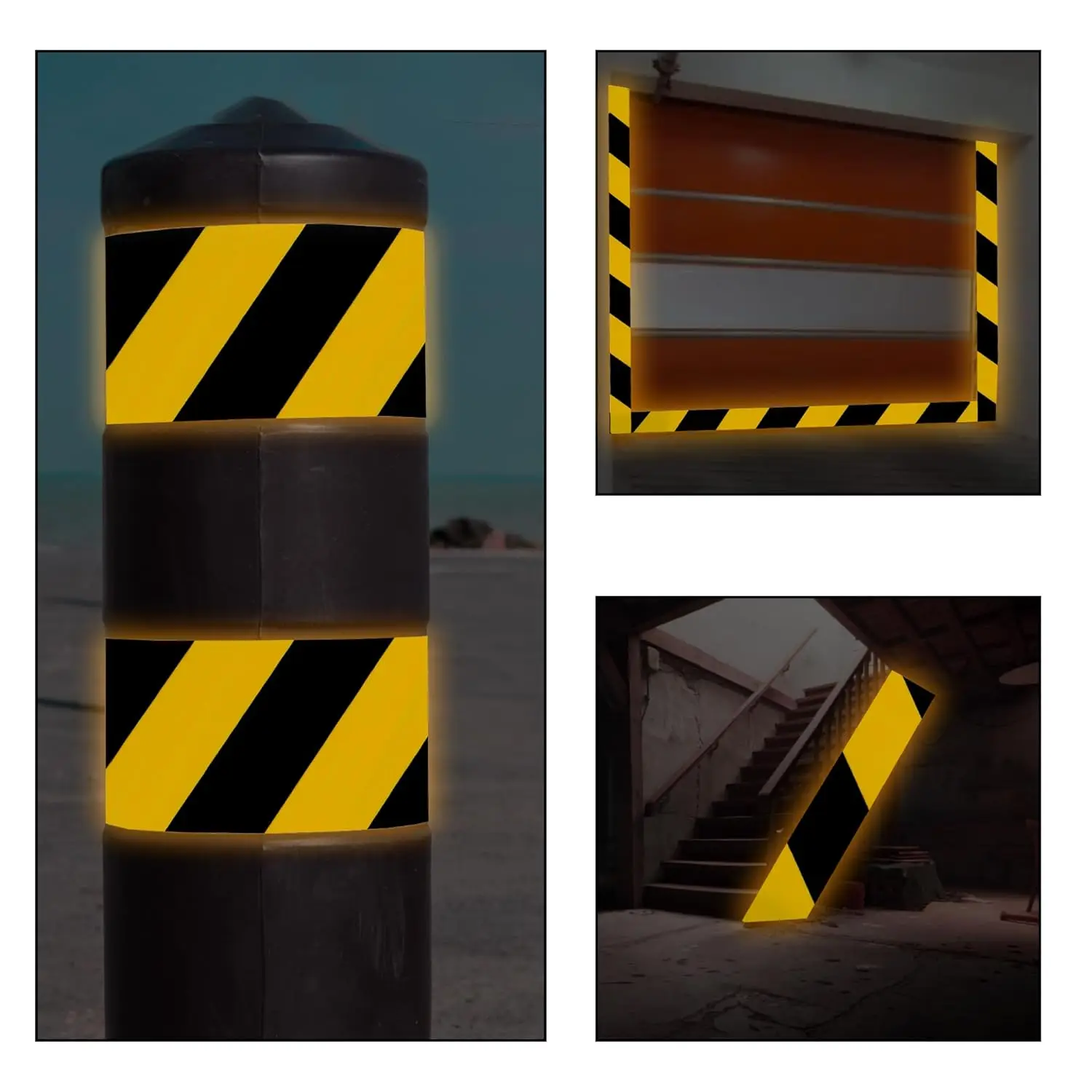 Black Yellow Caution Reflective Tape Car Reflective Sticker Outdoor Floor Safety Driveway Vehicles Trailers Boats Warning Tape