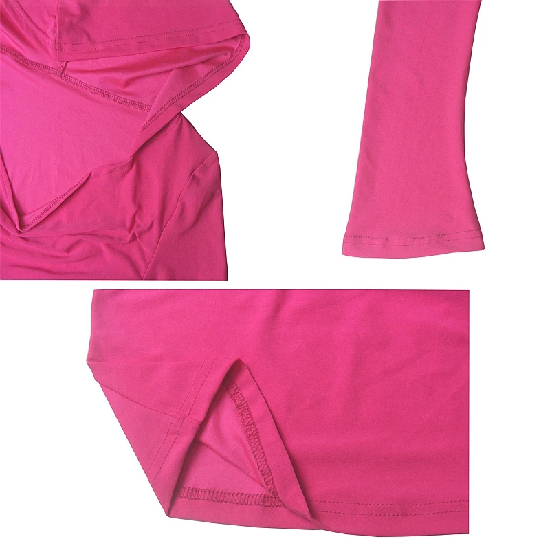 Flare Langarm-Crop-Top mit Kapuze für Damen, Herbst 2025, einfarbig, elastisch, lässig, T-Shirt, Pullover, Florkragen, Y2k-T-Shirt 2526 – Detail 6