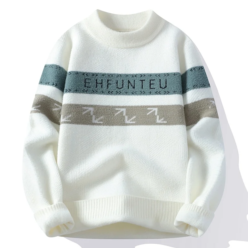

2024 Men's Thiened Warm Loose Fit round Ne Knitwear Base Layer Sweater Casual Sle Polyester Long Sve Winter Top
