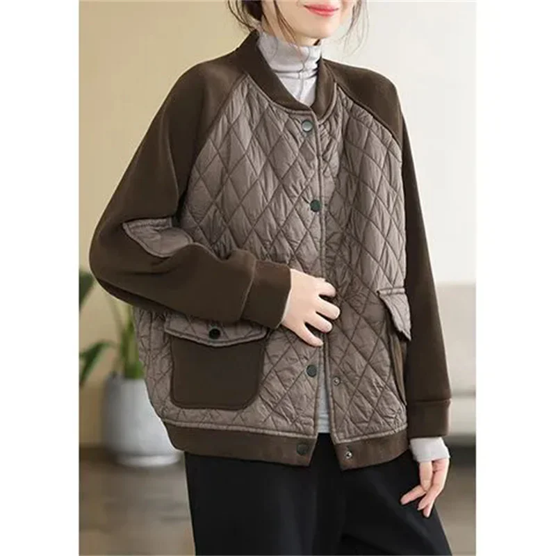 

Selling Cotton Jacket With Thick Velvet Coat, Women's Casual Fashion Splicing, Loose Lightweight Baseball Female Jacket JJ207
