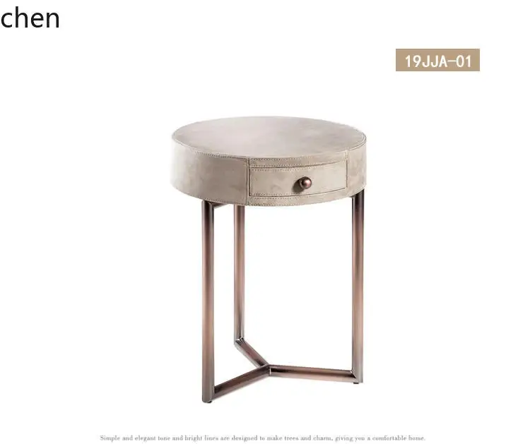 ZML طاولة القهوة الصغيرة ما بعد الحداثة الحد الأدنى مبيعات الفنادق مكتب اللوبي الاستقبال طاولة زاوية الفولاذ المقاوم للصدأ طاولة جانبية مستديرة #5