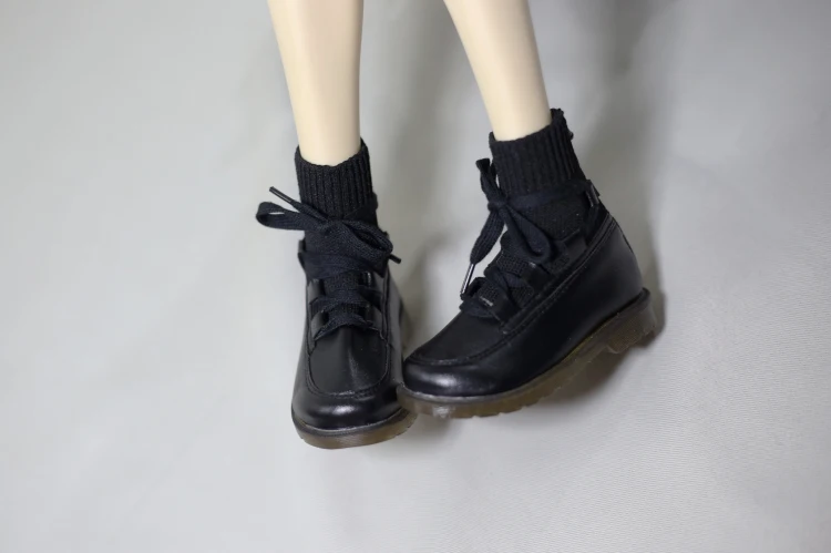 BJD Doll Shoes Black Leather Patchwork Fly Woven Cowhide Sole Leather Boots For 1/3 BJD SD DD SD17 POPO68 Uncle Doll Accessories