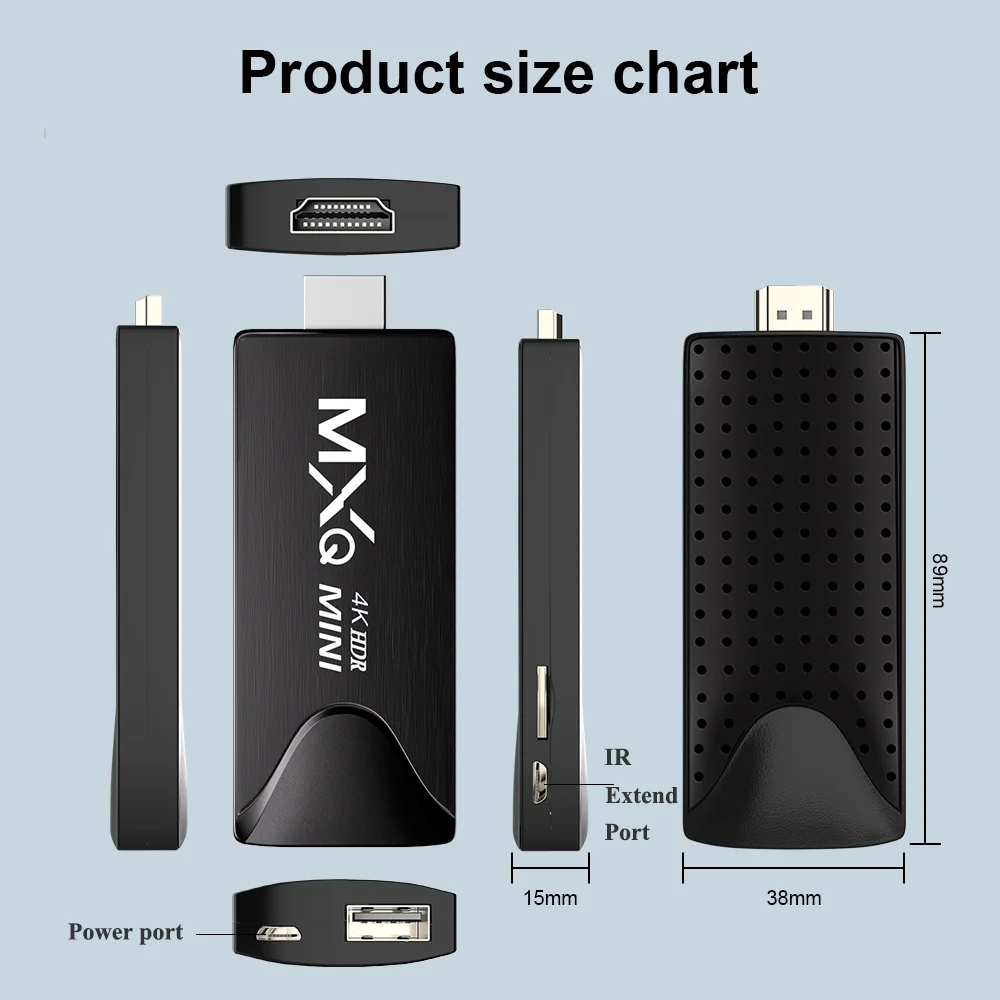 MXQMINI Android 10 mini TV Stick czterordzeniowy wsparcie 4K HD 2.4G inteligentna przystawka wi-fi do telewizora Android H.265 zestaw odtwarzacza