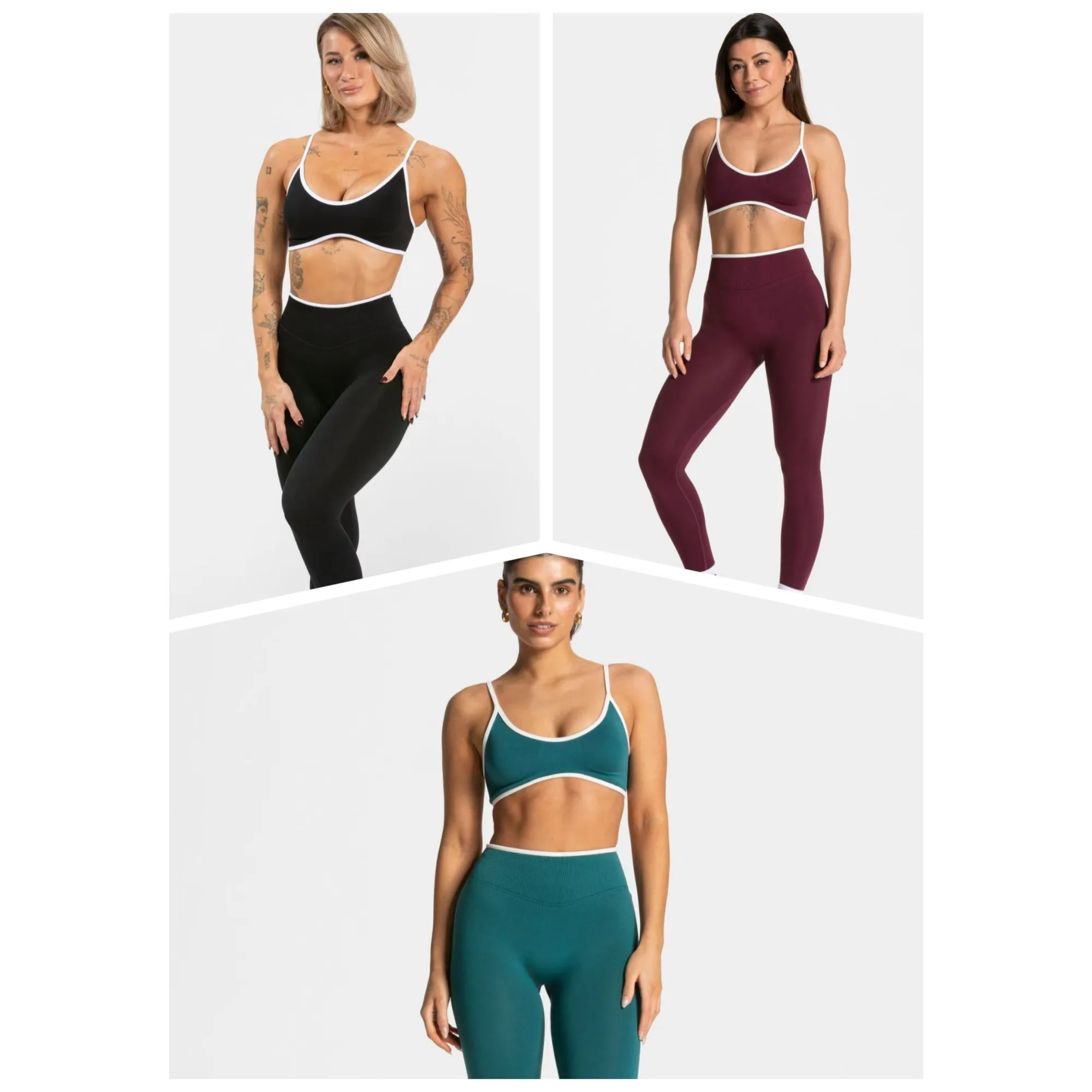 

2025 Fashion New Women's Yoga Suit Contrasting Bra Seamless Tight Peach Hip Lift Sports Trousers Running Fitness Trousers