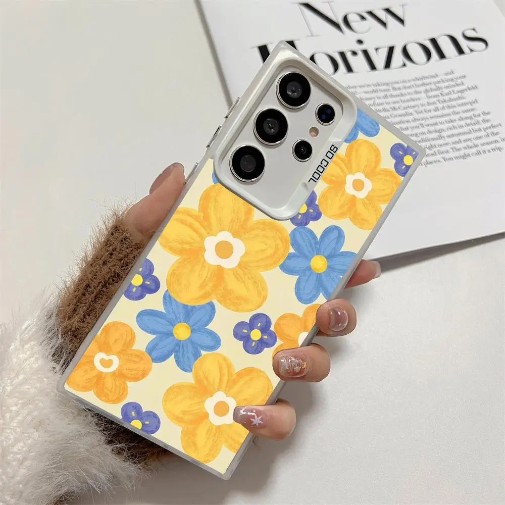 حافظة هاتف محمول على شكل زهرة صفراء مطلية بالزيت مناسبة لهاتف سامسونج S25 24 23 22 21 20 Plus/Ultra/FE مضادة للسقوط والصدمات #1