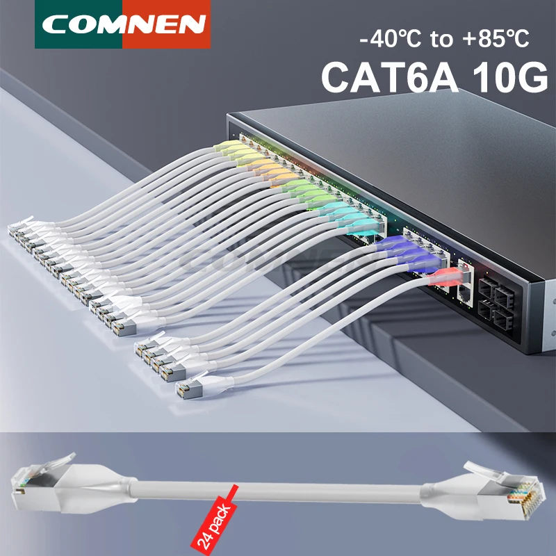 24-pack-shielded-ftp-cat6a-10g-lighting-patch-cords-01m-02m-03m-network-patch-cable-for-server-switches-and-network-equipment
