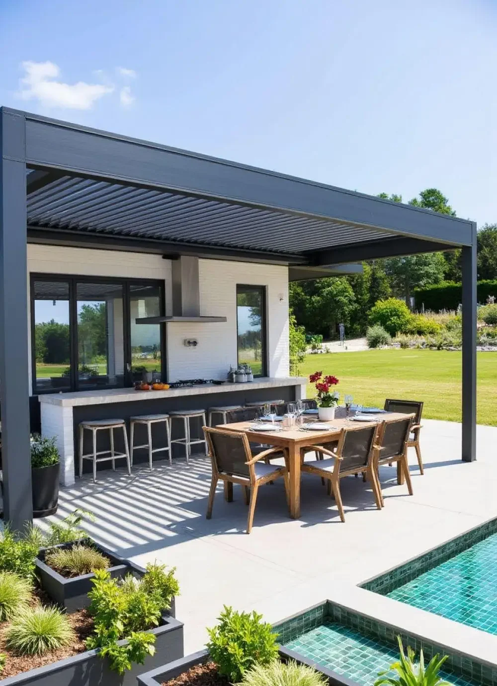 Motorized Pergola Aluminum Bioclimatic, Gazebo With Led Lights, Louvered Roof Glass Sliding, Doors Patio Gazebos Pergolas