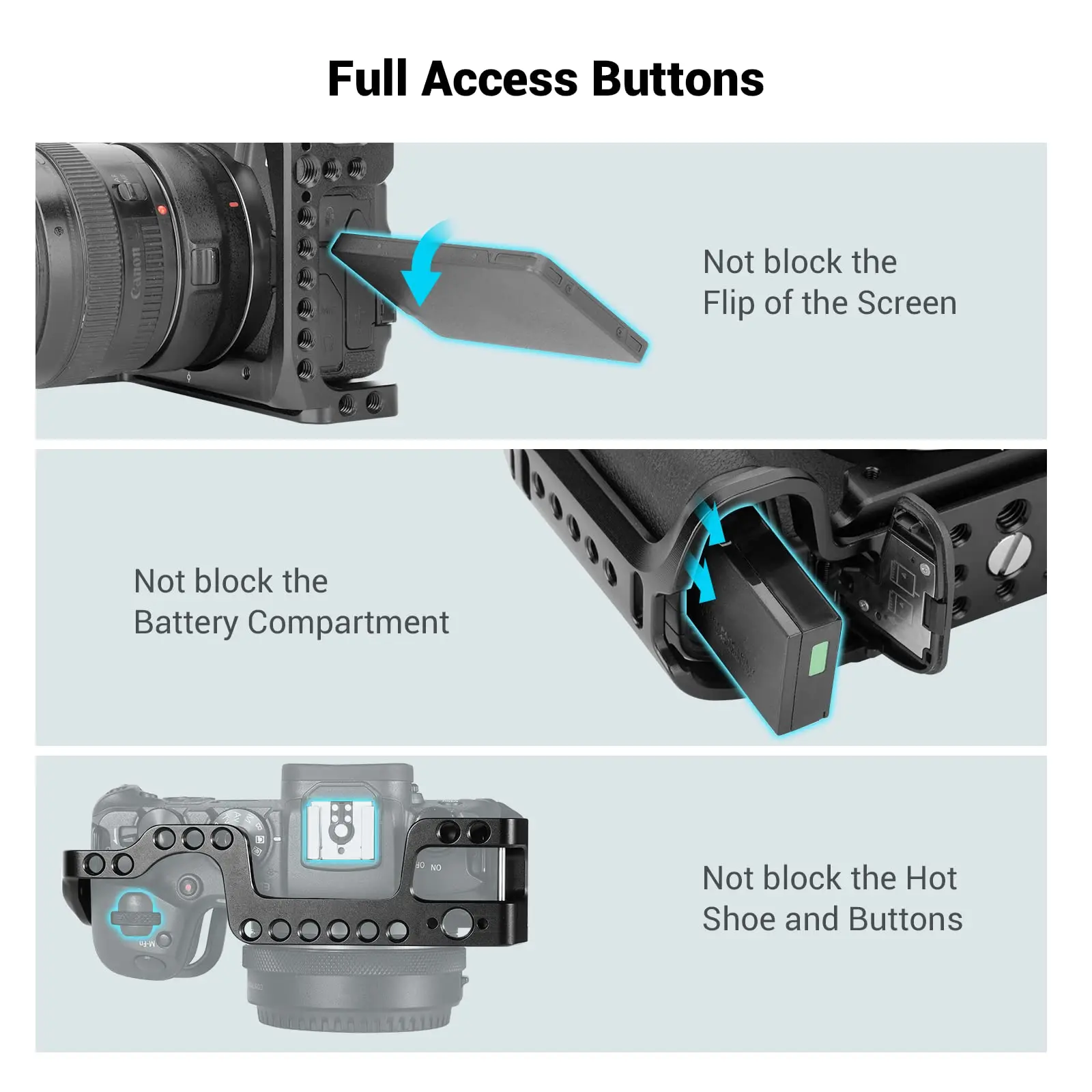 SmallRig Camera Cage for Canon EOS RP Form-fitting Cage With 1/4’’-20 & 3/8’’-16 Threaded Holes and ARRI Locating Holes- 2332