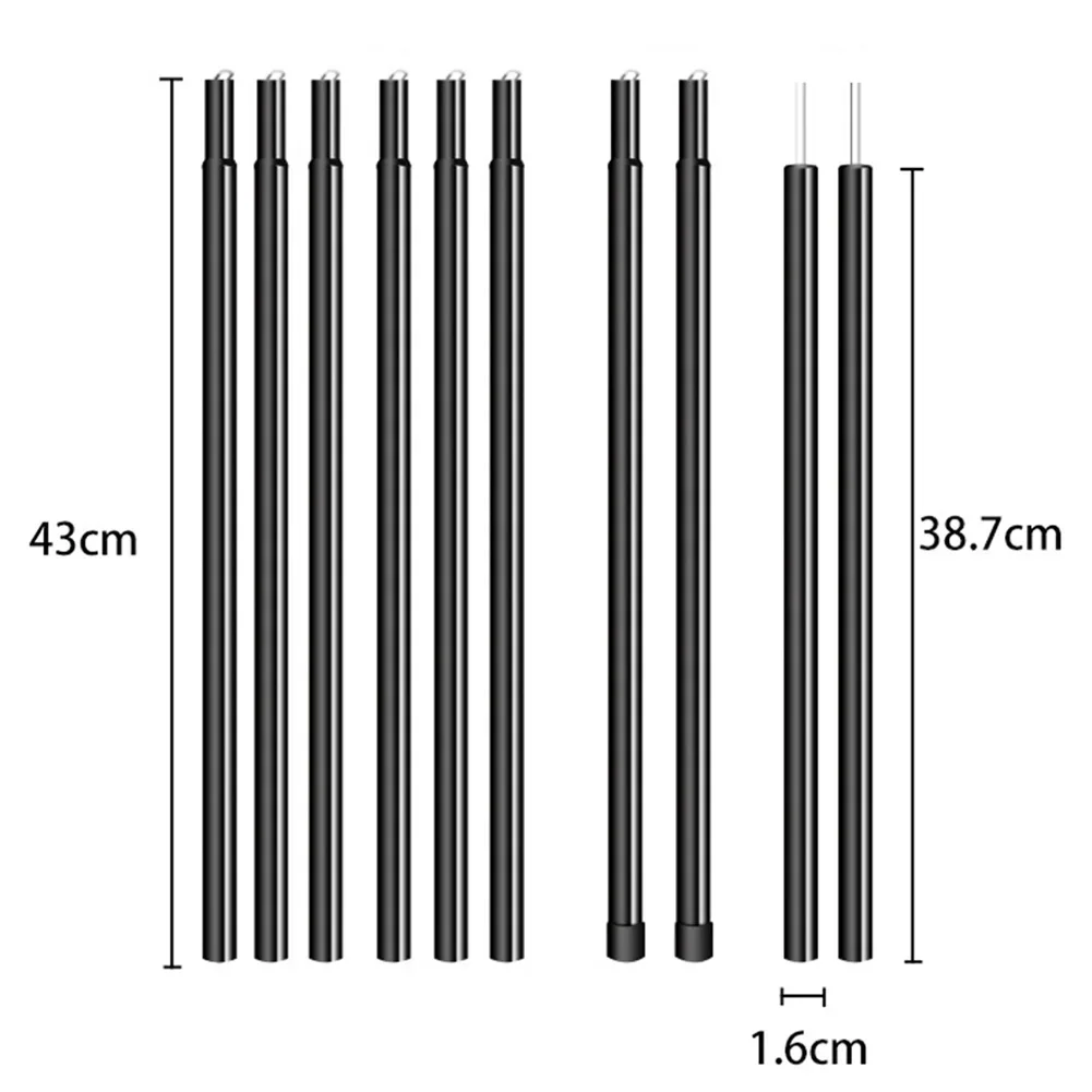 Backpacking Hiking Camping Canopy Telescopic Tent Pole Adjustable Rods Hiking Camping Awning Shelter Canopy Accessory Kit