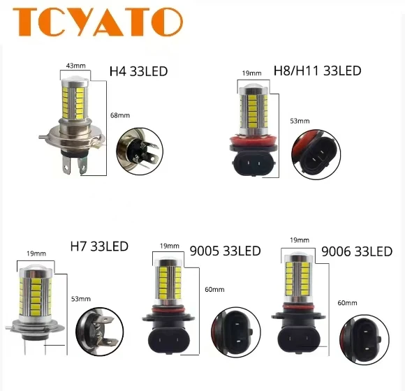 

TCYTAO 2 шт. 33SMD светодиодные автомобильные противотуманные фары, лампа H8 H11 9005 9006 H4 H7, поворотная парковочная лампа, белый свет, 12 В, лампы для фар