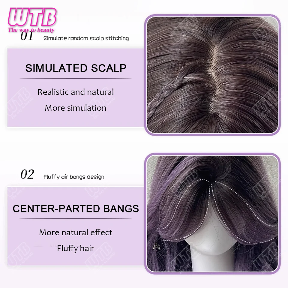 WTB Synthetic Long Wavy Curly Lolita Wig for Women Girl Cosplay Party Halloween Heat-resistant Wig - Image 3
