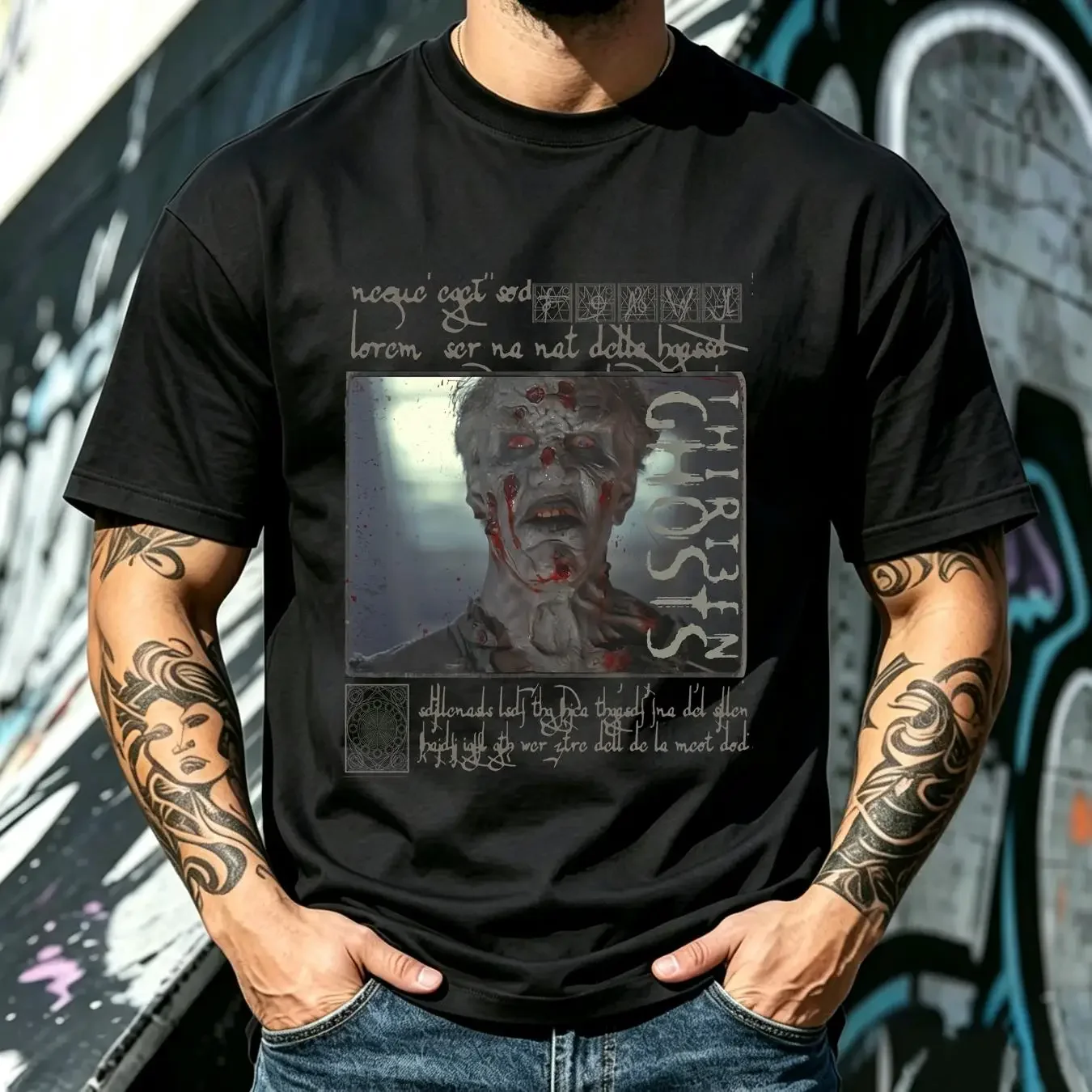washed T Shirt Thirteen Ghosts The JuggernauT 13 long or short sleeves vintage Washed Top For Everyday Wear Slightly
