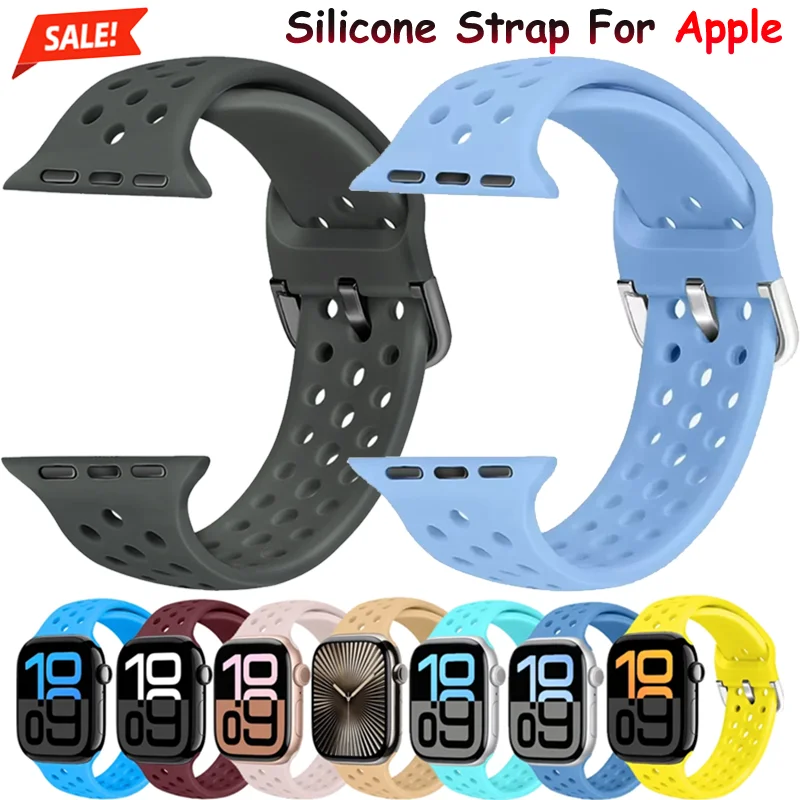 Correa de silicona para Apple Watch 11 10 42mm 46mm Ultra 2 49mm pulsera deportiva cómoda iWatch 9 8 7 6 5 4 SE 45mm 44mm 41/40mm