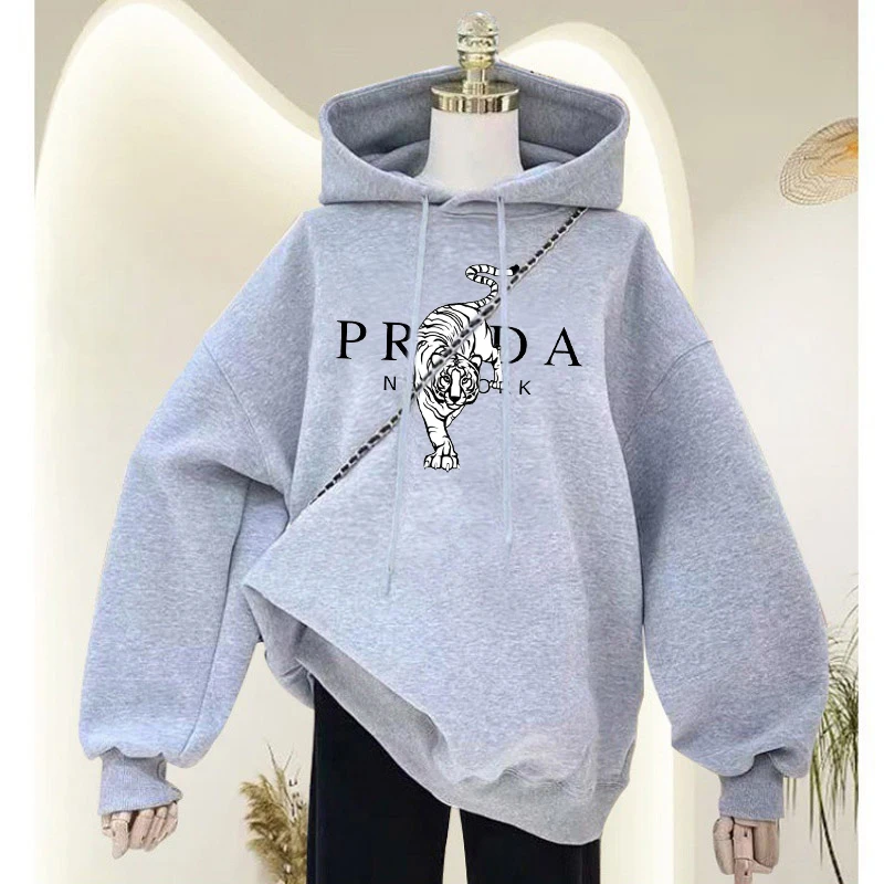 Women\'s Classic Drawstring Hoodies Graphic Printed Hooded Sweatshirt Harajuku Y2K Casual Sportswear Woman Trendy Outerwear