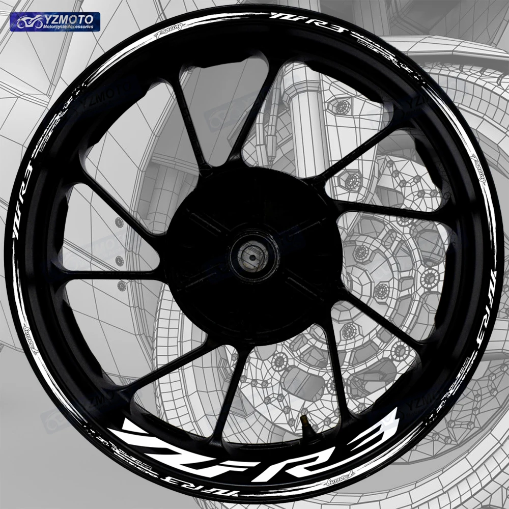 

Motorcycle Accessories Sticker For YZF R3 YZF-R3 Front Rear 17 Inch Wheel Hub Decal Car Reflective Rim Tape Decorate Stickers