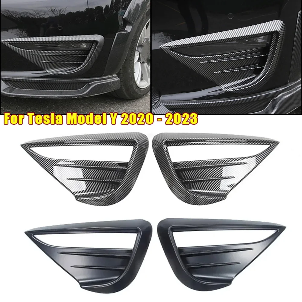 

Car Front Fog Light Hoods Eyebrow Eye Wind Knife Cover Trim Fog Lamps Grille Cellular Grid Cover Fit For Tesla Model Y 2020-2023