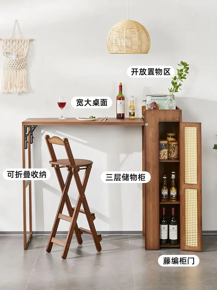 Counter Household Long Table Commercial Wall Bar Counter Milk Tea Shop Restaurant High Bar Table Chair Combination