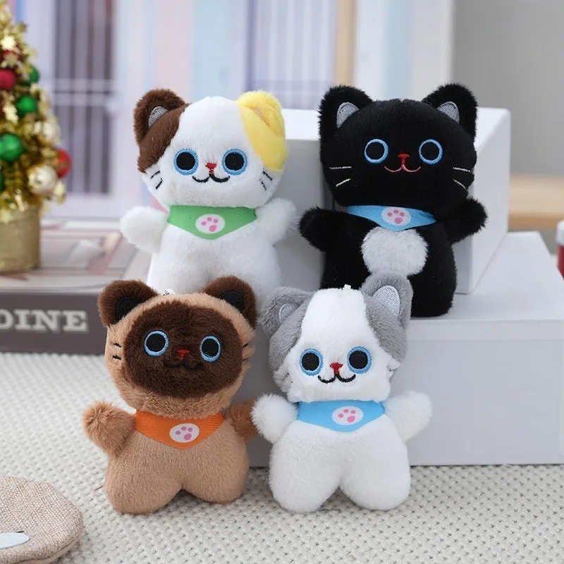 

Оптовая продажа, 12 см, мягкая плюшевая игрушка-кошка, брелок, милый плюшевый кулон, брелок с изображением кота и животного, сумка, подвесной подарок на день рождения для девочки