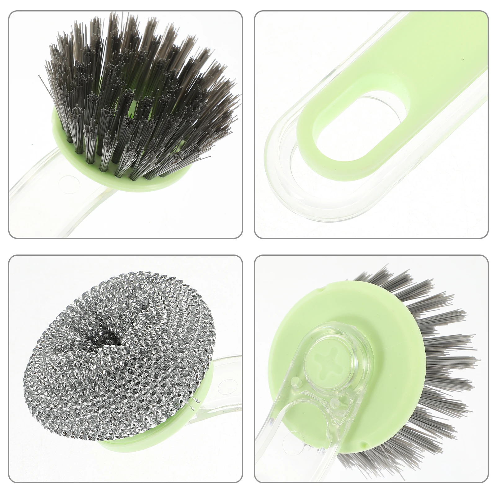 

1 Set Pot Scrub Dish Washing Long Handle Replacement Heads Kitchen Cleaning Household Cookware Brush Kit Sink Scrubber