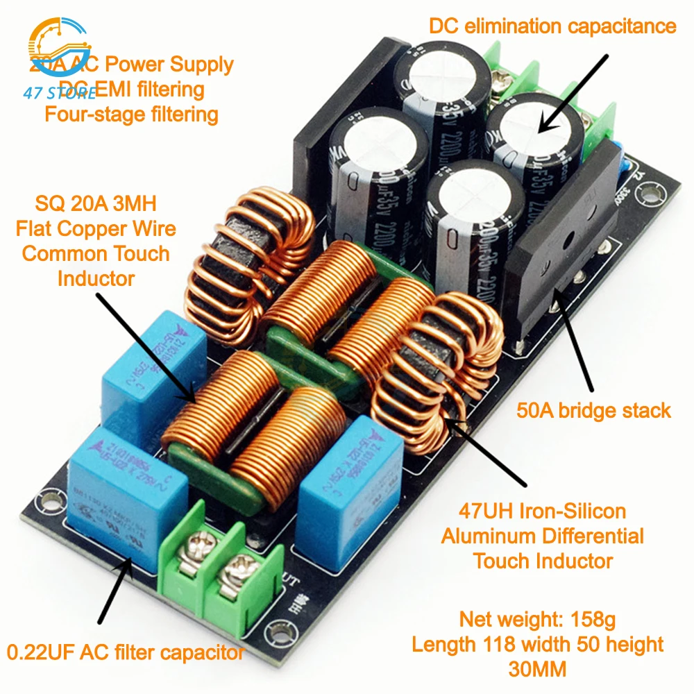 4A 10A 20A AC Power Filter EMI Electromagnetic Interference Filter EMC High Frequency Power Filtering For Audio Power Amplifier