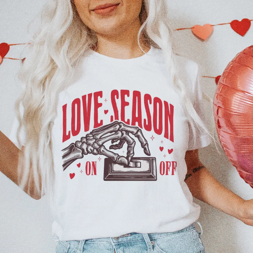 Trendy Short Sleeved Printed 90s Women's Cartoon Casual Fashion Love T-Shirt Valentine's Day Pattern Regular Women's T-Shirt