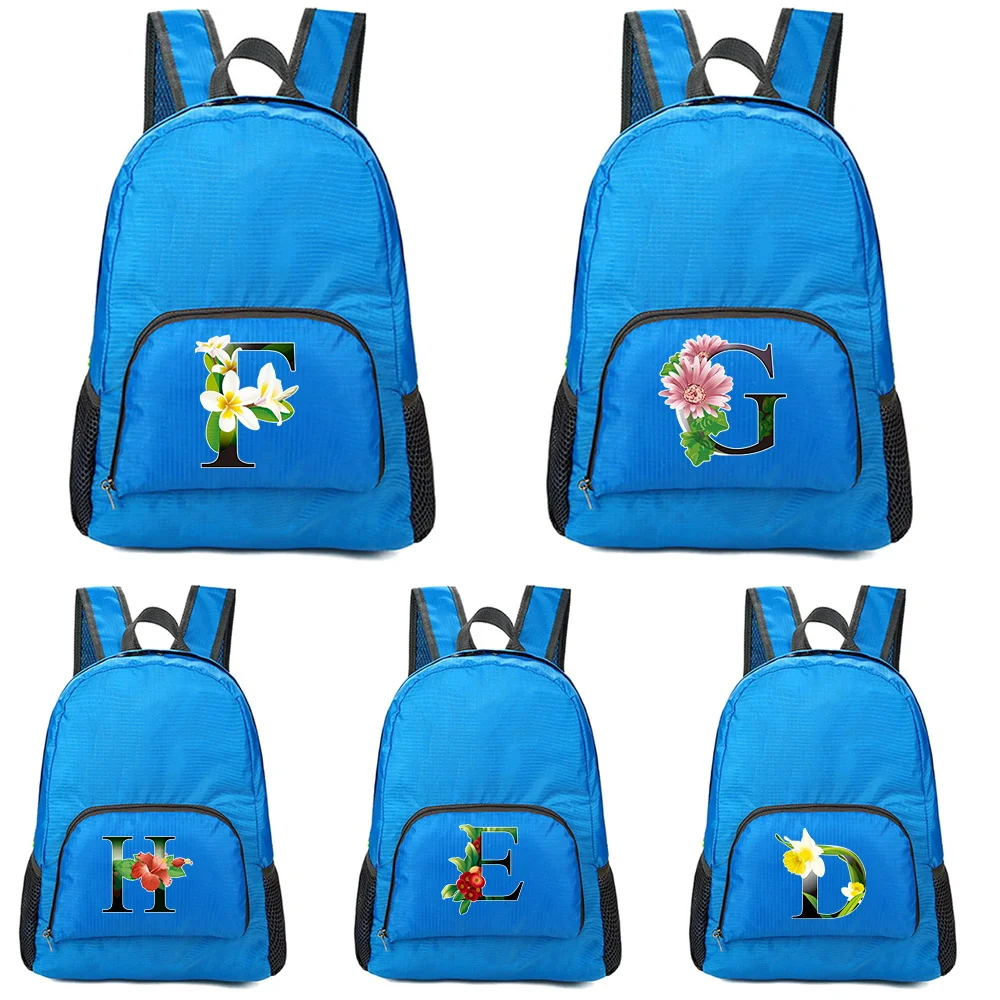 

Lightweight Packable Backpack Foldable Ultralight Outdoor Folding shoulders Travel Daypacks Flower Color Letter Series Daypack