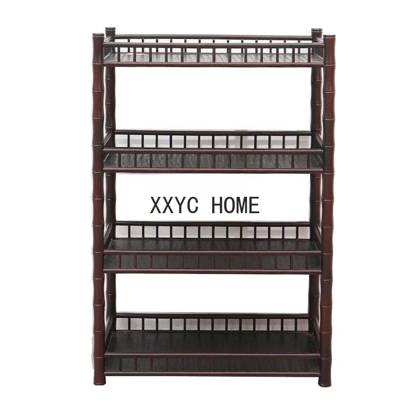

Бамбуковая многослойная полка в стиле ретро, многофункциональная напольная стойка, простая полка для хранения чайной посуды