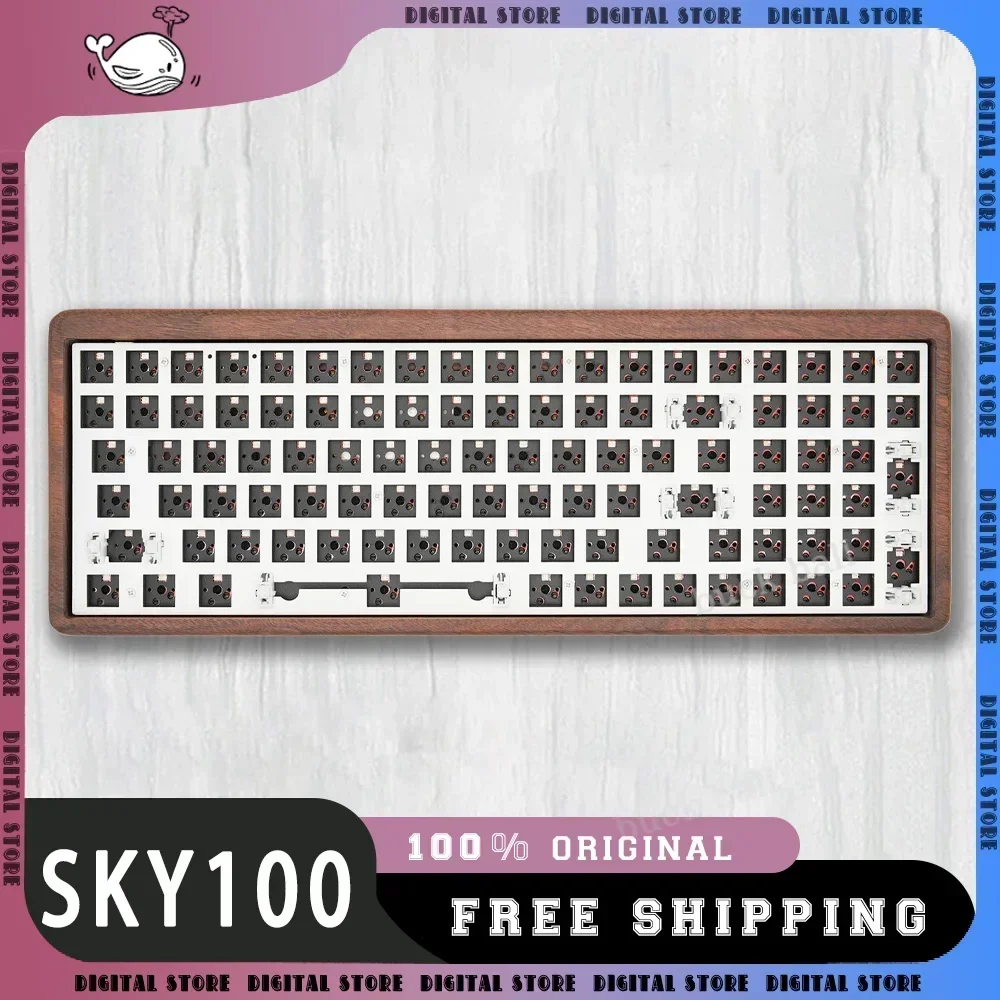 

Ganss Sky100 Walnut Mechanical Keyboard Kit 2Mode 100Keys Gaming Wired Keyboards Hot-Swap RGB Custom Gaming Wooden Keyboard Kits