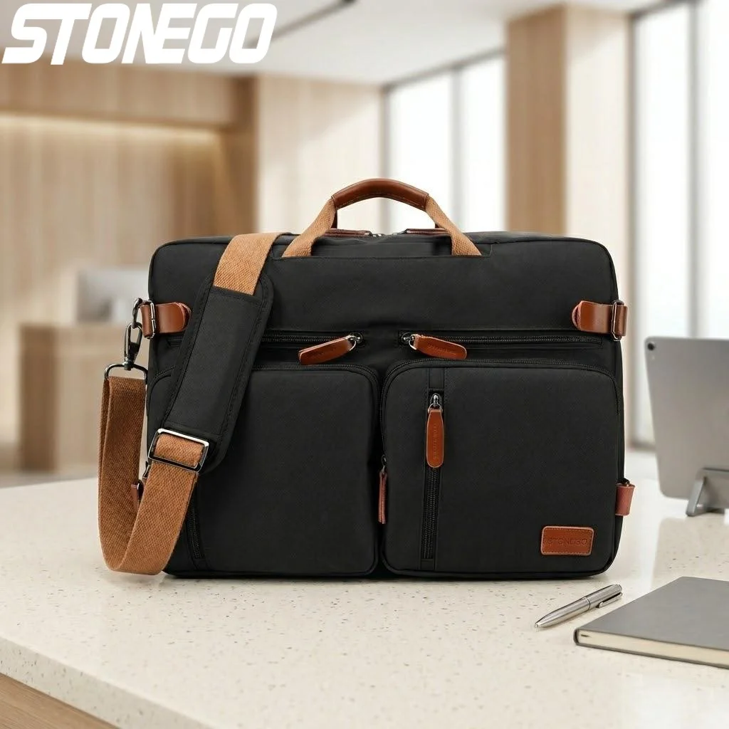 

Мужская сумка-мессенджер для ноутбука 15-17 дюймов, деловая дорожная сумка через плечо, вместительная трансформируемая сумка