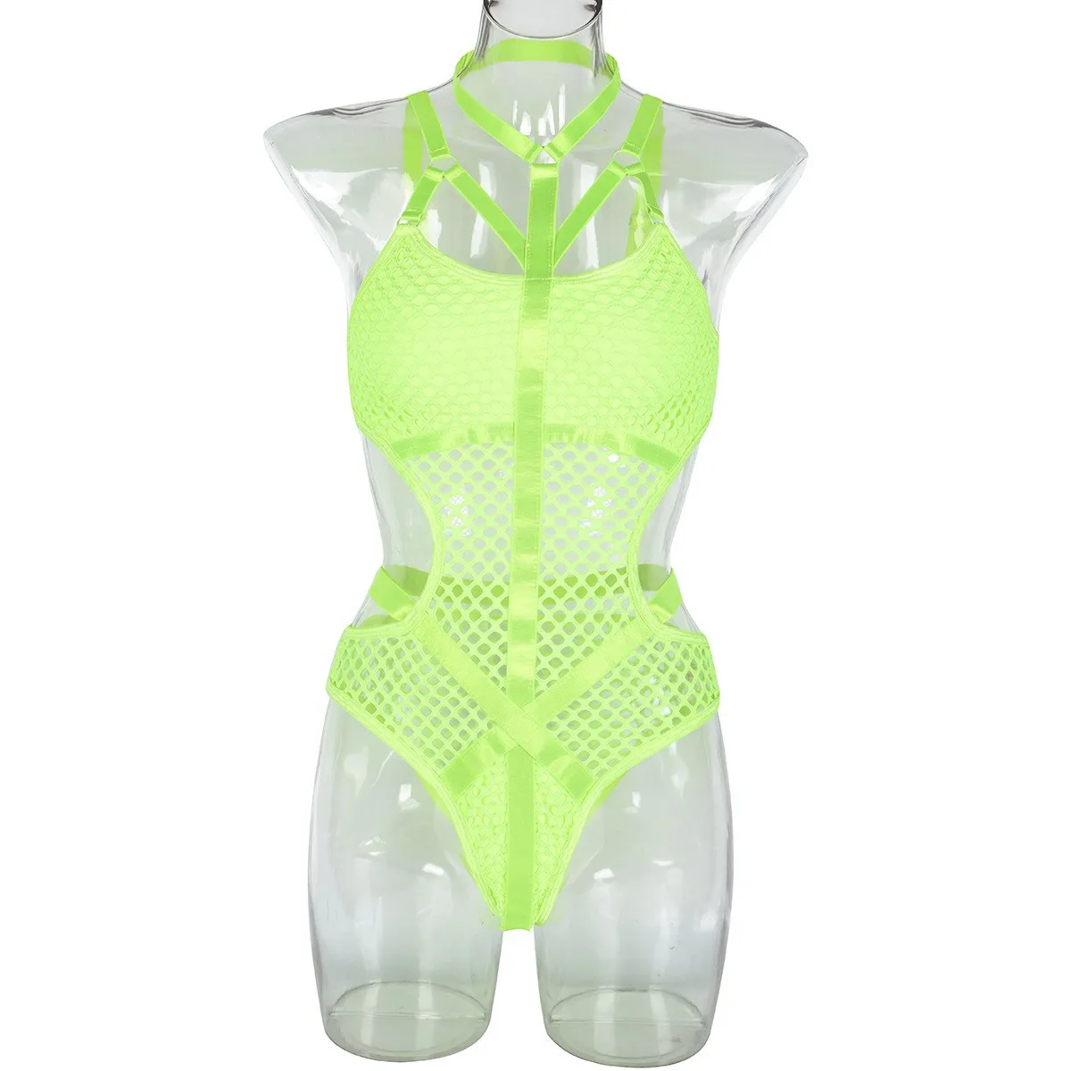 ใหม่ยุโรปและอเมริกาเซ็กซี่ Bodysuit ตาข่าย One-Piece Gogo Dancer ชุดไนท์คลับเครื่องแต่งกาย Rave เสื้อผ้า DN13132