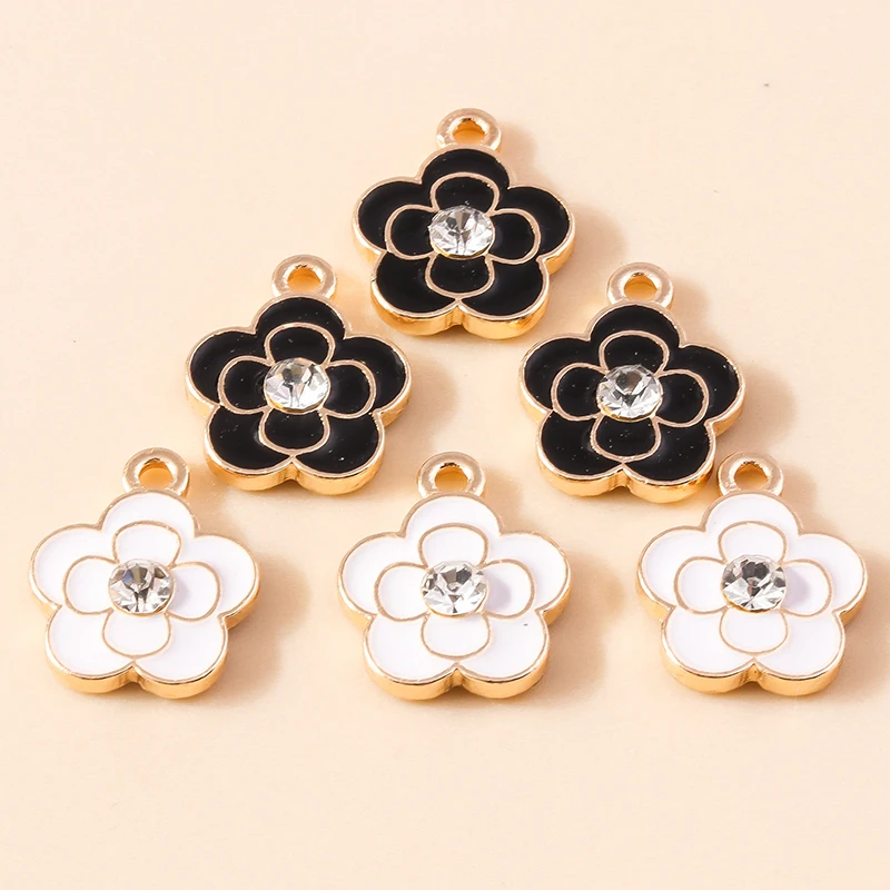

20pcs 13x16mm Cute Enamel Flower Charms Pendants for Jewelry Making Drop Earrings Necklaces Bracelets DIY Crafts Accessories ﻿
