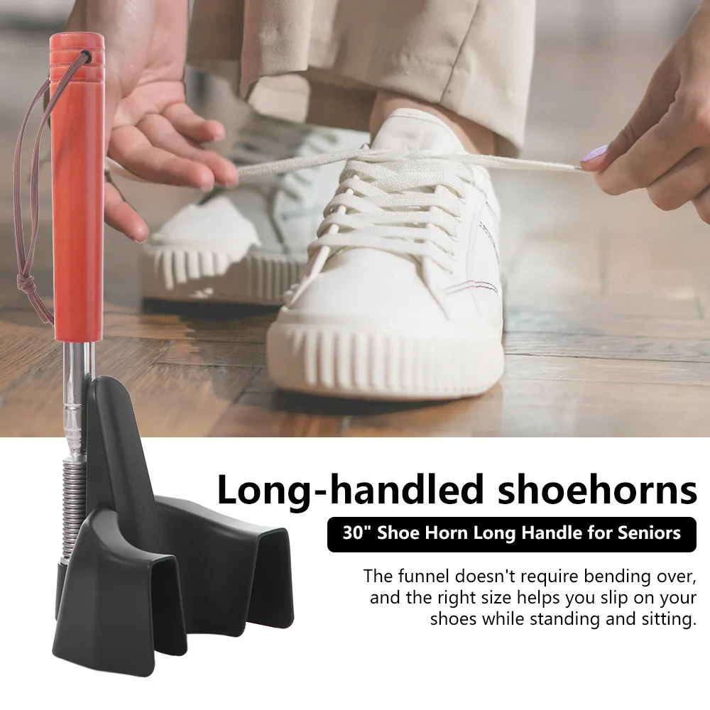 

Portable Long Handle Shoe Horn Adjustable Durable Telescopic Shoehorn No Brace Easy To Take Shoe Lifter Household