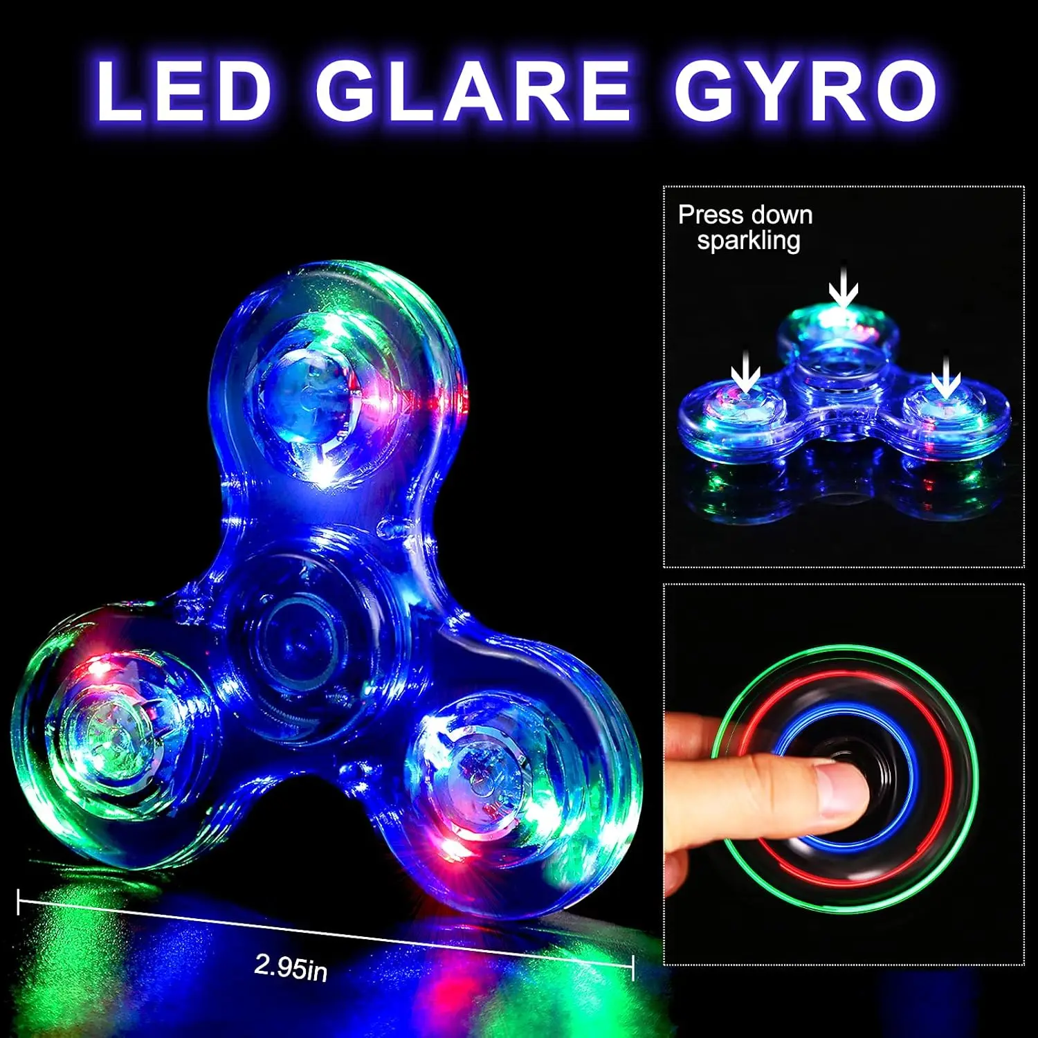5-pack LED-verlichte fidget-spinners, Glow in The Dark zintuiglijk speelgoed voor kinderen, Fidget-stressspeelgoed voor angstverlichting, feestartikelen