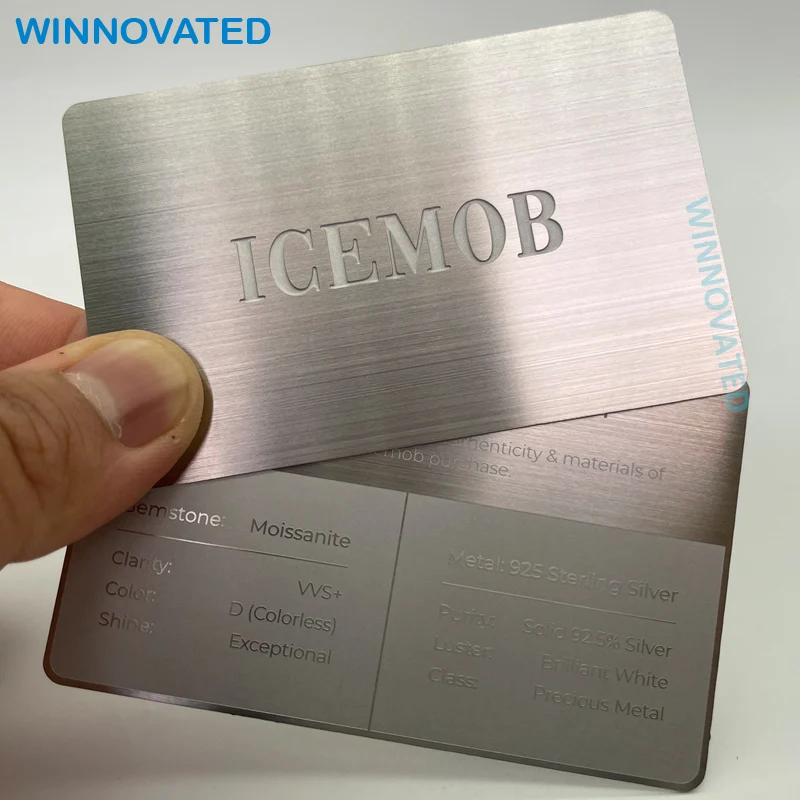 Customized product Original Factory Antique 0.5MM 0.8MM Brushed Blank Metal Card With Logo