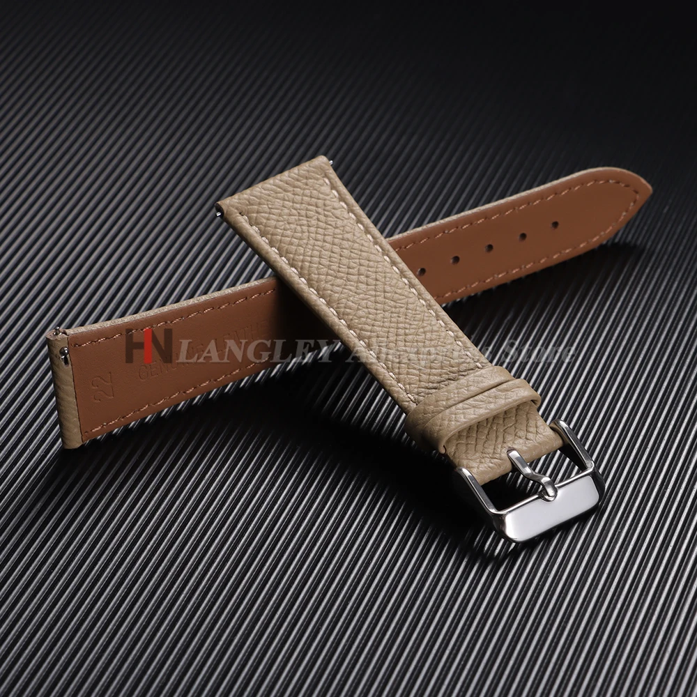 Leder-Uhrenarmband 16/18mm 19mm 20mm 21mm 22mm Epsom-Leder Schnellverschluss-Uhrenband Handgefertigtes Armband mit Palmenmuster – Detail 12