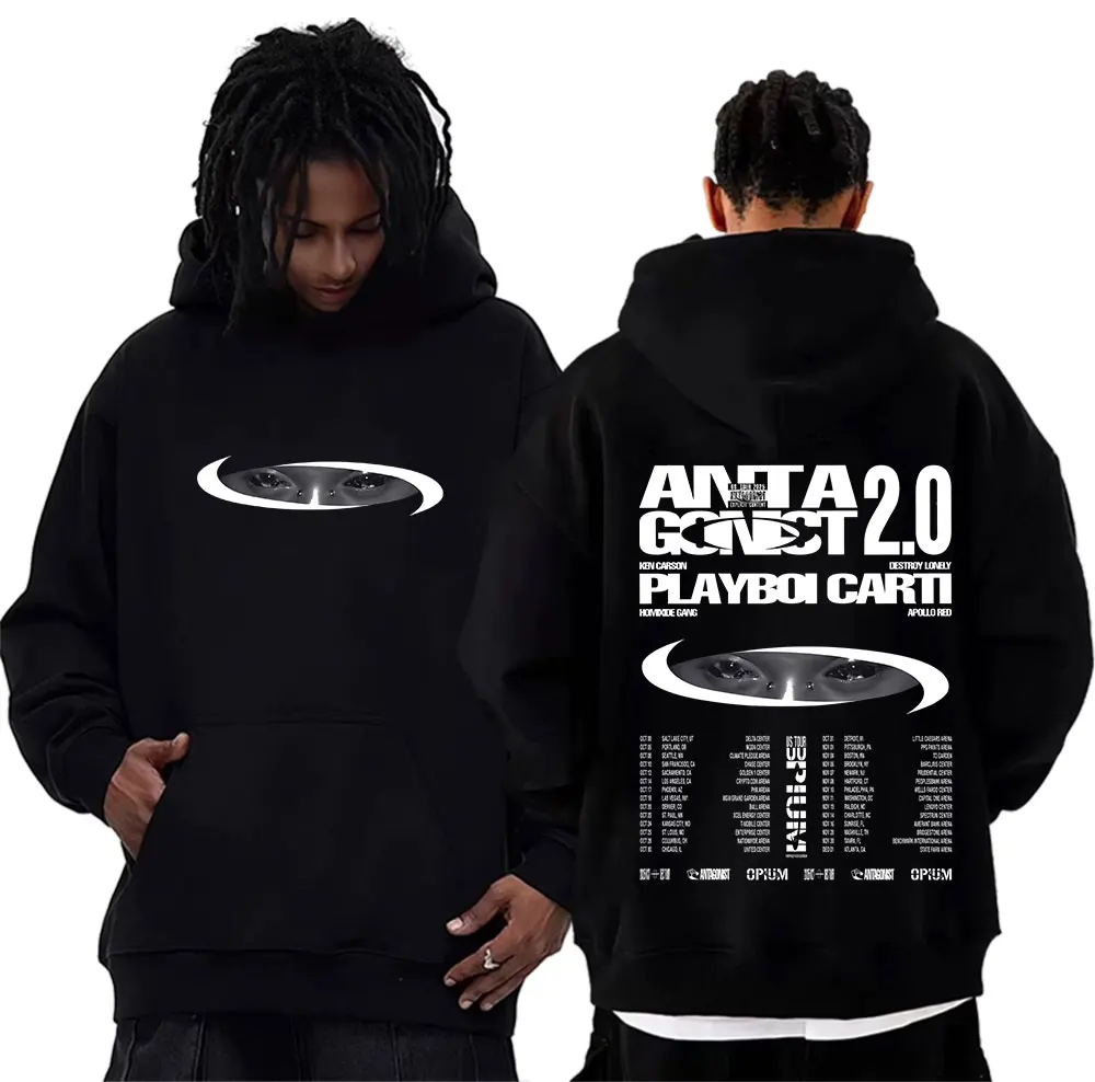 Rapper Playboi Carti Antagonist Tour 2025 Hoodie Men Long Sleeve Fashion Retro Sweatshirt Unisex Hip Hop Fleece Pullover Hoodies