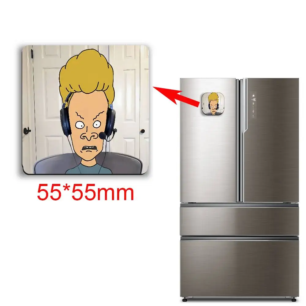 Split personality Beavis Butt Head BestSelling Refrigerator Magnetic Sticker Fridge Magnets Adhesive to Metal Surfaces Leaves