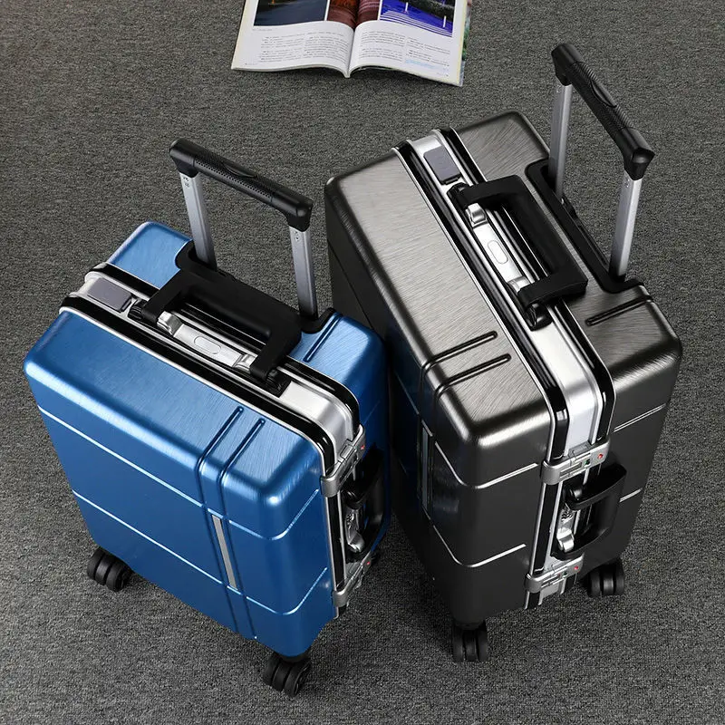 New luggage thickened aluminum frame USB suitcase men and women universal wheel large capacity travel bag boarding trolley case