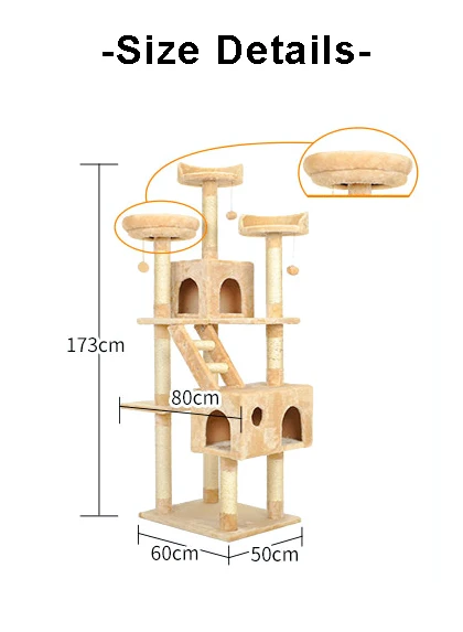 Large Scratcher Cat Tree Climbing Play House Condo Pet Furniture Bed Post House