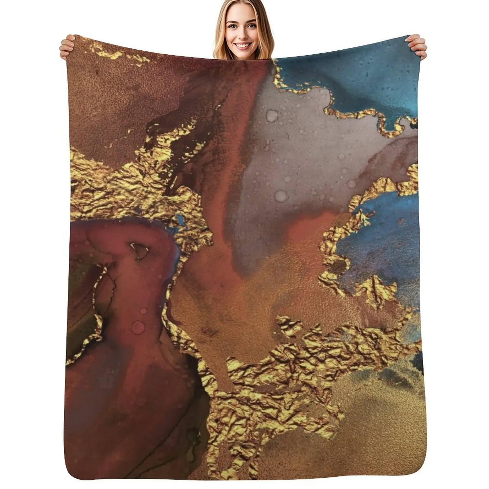 Stylish Girly Trend Autumn Ink Faux Marble Texture Throw Blanket Polar For Baby Bed Fashionable Kid'S Thin Blankets