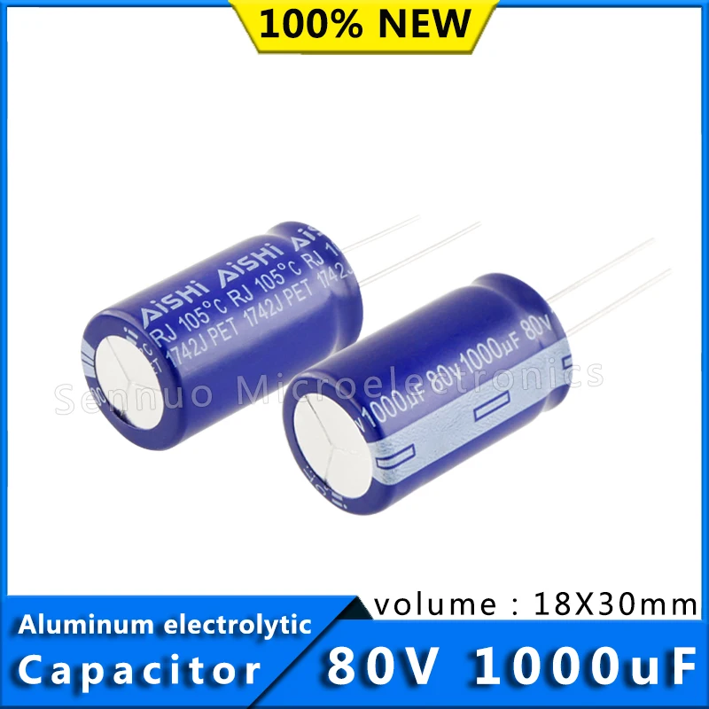 5Pcs Capacito 80V 1000UF 18*30 18x30 mm 1000uf80v 18X30 Aluminum Electrolytic Capacitor High Frequency Low Resistance