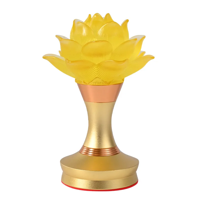 Three-color glazed lotus lamp, Guanyin lamp, Buddha lamp charging dual-purpose Buddha front lamp