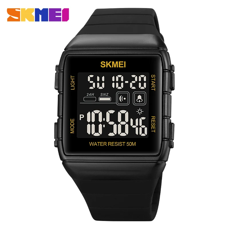 Luxury 2Time Digital Watch Led Light Fashion Men's Watches Original Brand SKMEI Wristwatch Countdown Alarm Clock Waterproof