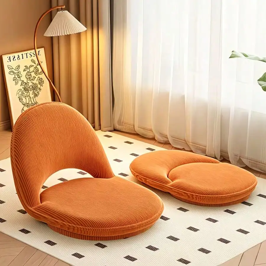 WODPESUR Adjustable Floor Chair - Leisure Lazy Sofa With Backrest Floor Seat, Foldable And Detachable Zipper Lounge Chair, Interior Decoration Soft Cushion Meditation Chair, Suitable For Living Room, Bedroom, Tatami, Round Window