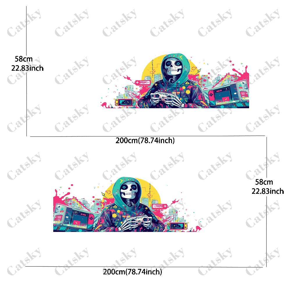 CATSKY.2pcs.Dark Fairy Tale Punk Demon Skeleton, Withered Tree & Crow Car Wrap Sticker (Decorative & Scratch-Resistant, Suitable