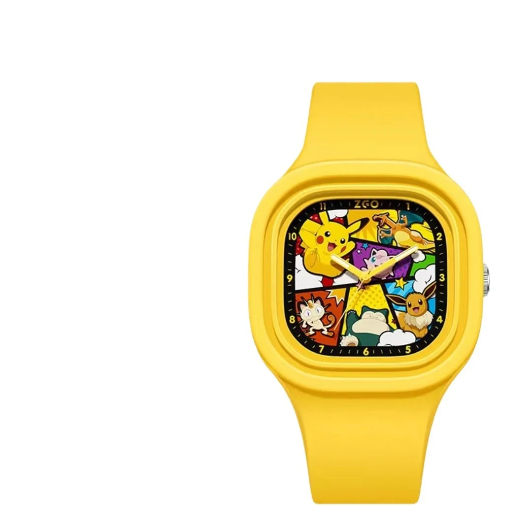 Pikachu-Montre-bracelet carrée en silicone pour enfants, montre-bracelet lumineuse numérique, pointeur de dessin animé, cadeaux d'anniversaire pour garçons et filles, nouveau