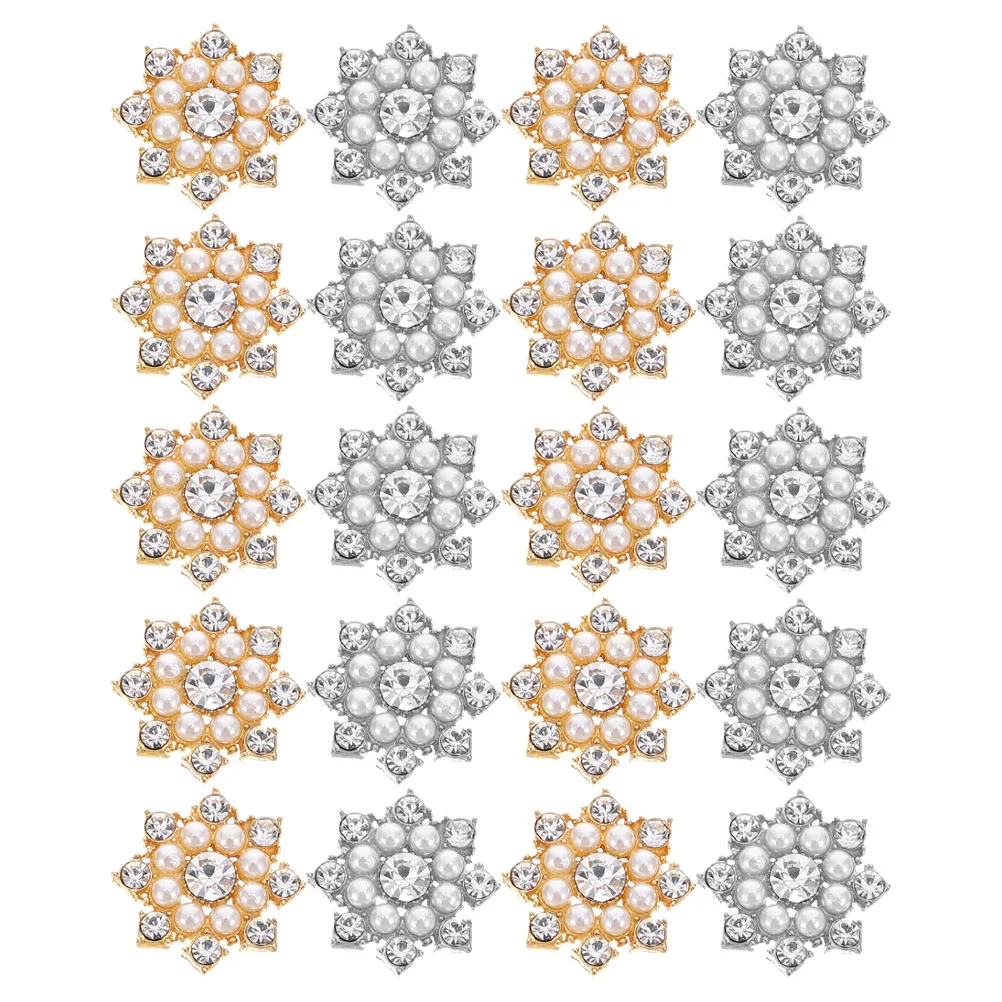 

20 Pcs Rhinestone Pearl Flower Decoration Phone Case Accessories Hair Clip Craft DIY Mobile Phone Embellishment